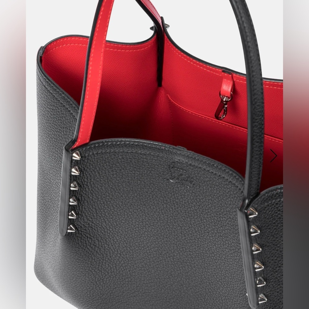 Christian Louboutin Black Leather Tote with Signature Red Trim - Picture 12 of 13